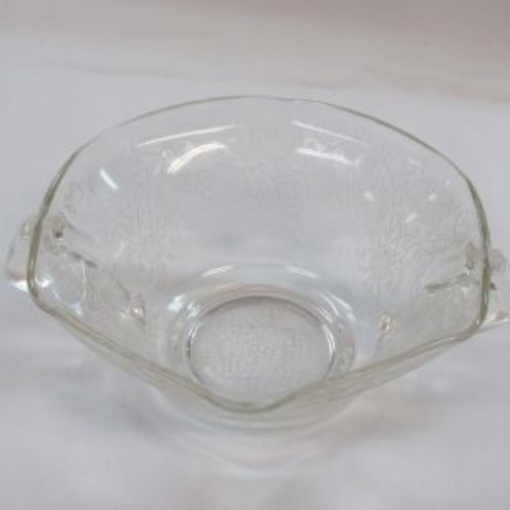 Hazel Atlas Depression Glass Crystal Florentine No 2 Two-Handled Cream Soup Bowl